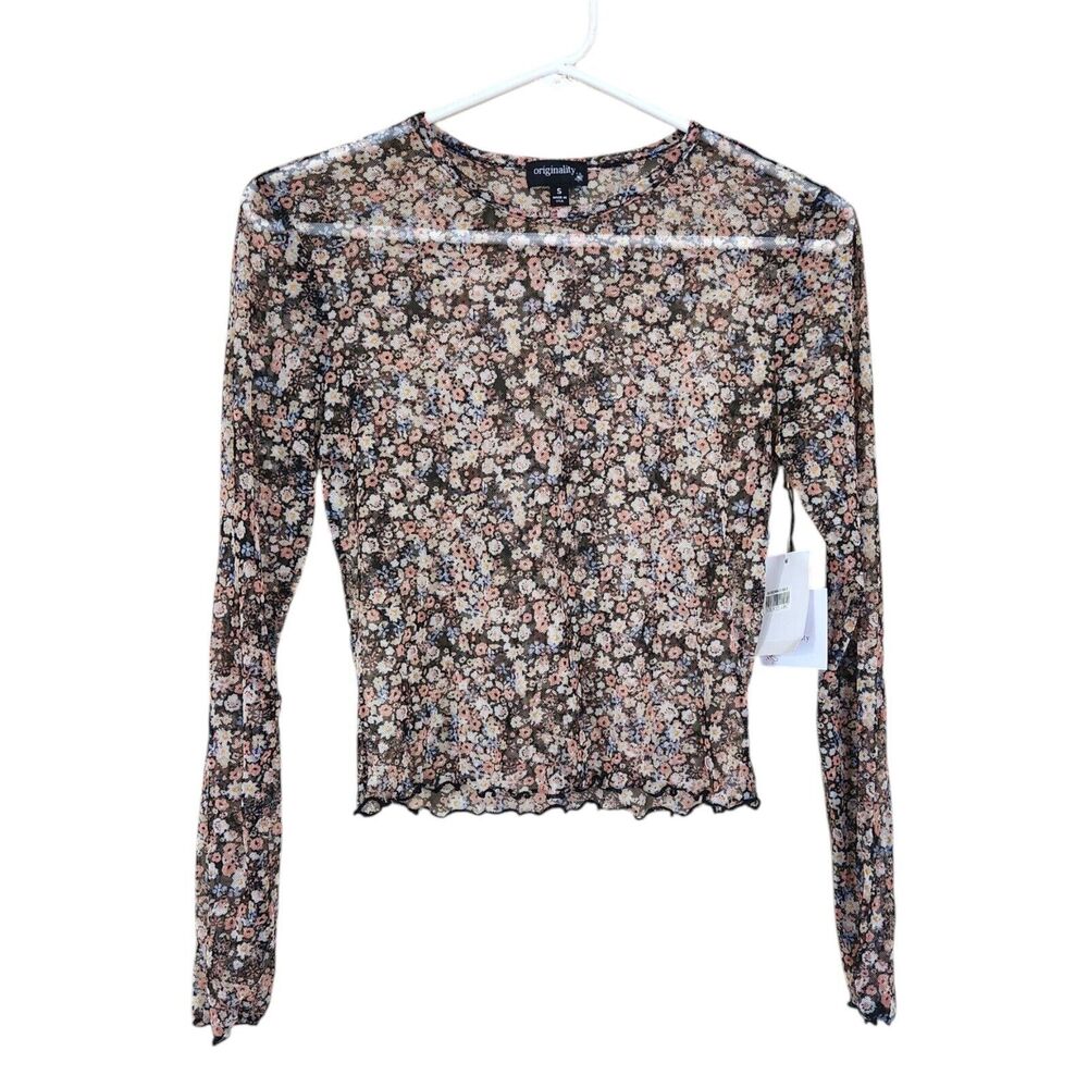 Dry Goods Originality Mesh Floral Cropped Blouse Size Small